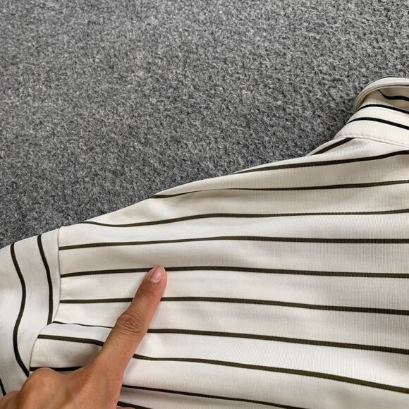 Under Armour Polo Shirt Mens 2XL White Black Playoff Striped Performance Golf - Picture 8 of 10